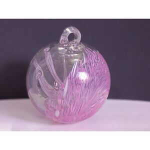 Tree of Motherhood Hand Blown Art Glass Pink Ornament Globe Collectible